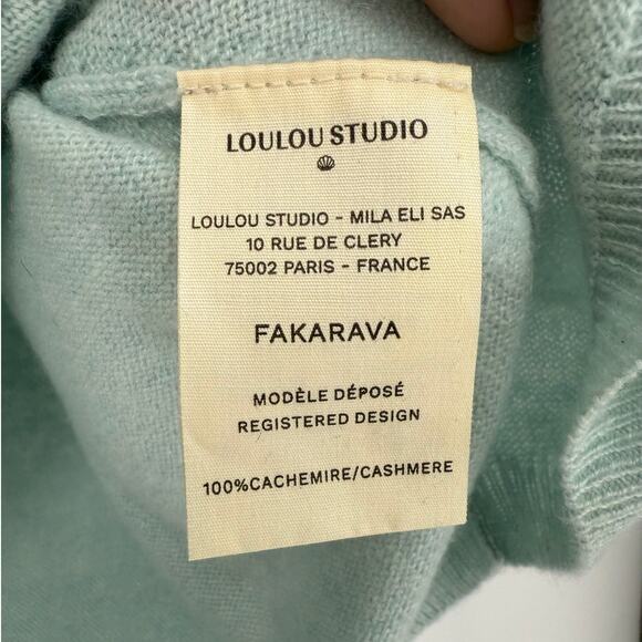 Loulou Studio Cashmere Sweater in Blue Ice Melange Size Medium Oversized Boxy - Picture 7 of 10